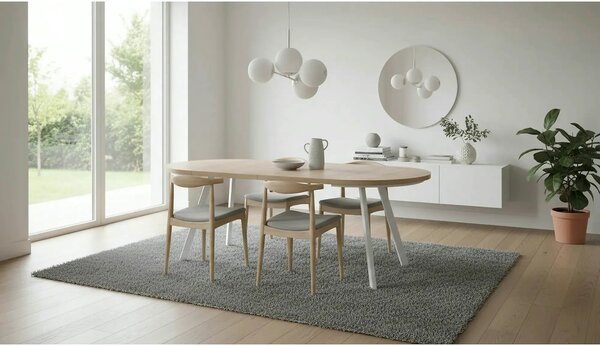 Masa extensibila PARES, stejar wotan/alb, PAL laminat/lemn, 90/180x90x