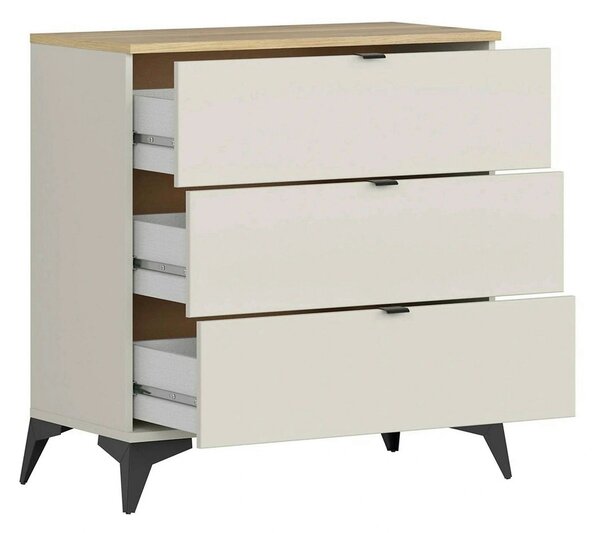 Comoda GLAMOUR, stejar/casmir, PAL, cu 3 sertare, 85x42x90 cm