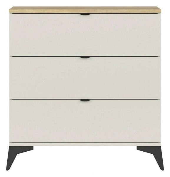 Comoda GLAMOUR, stejar/casmir, PAL, cu 3 sertare, 85x42x90 cm