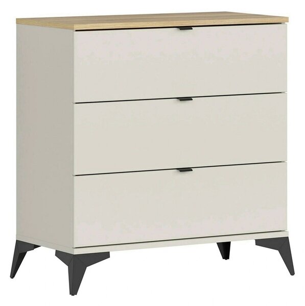 Comoda GLAMOUR, stejar/casmir, PAL, cu 3 sertare, 85x42x90 cm