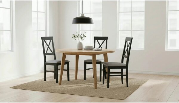 Scaun ALLA 3, gri deschis/negru, stofa clasica/lemn, 43x51x95 cm