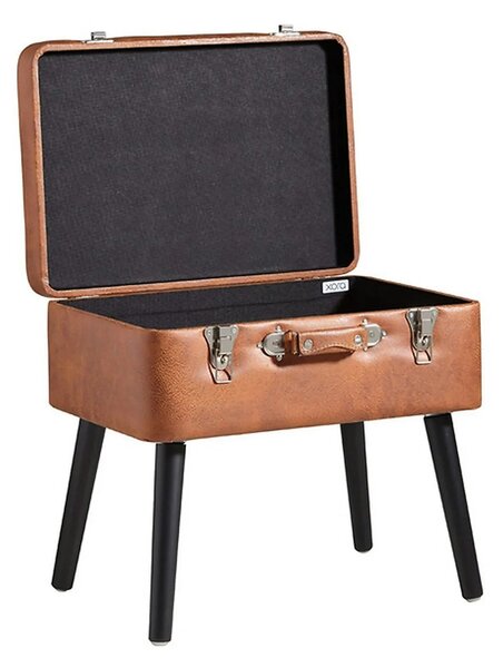 Taburet KEVIN, maro/negru, piele ecologica/lemn, 50x35x46 cm