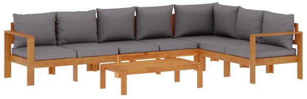 Set de canapele de grădină cu perne, 5 buc., lemn masiv acacia
