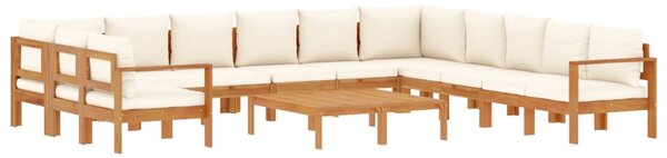 Set de canapele de grădină cu perne, 9 piese, lemn masiv acacia