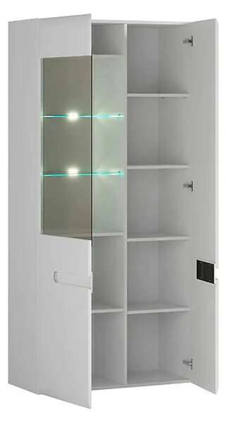 Vitrina AZTECA TRIO, alb, PAL/sticla, cu iluminare LED, 90x41x193 cm