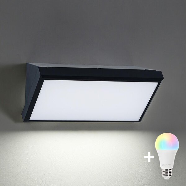 Brilagi - Aplică de perete LED RGBW TRIANGLE pentru exterior 1xE27/9W/230V neagră IP65