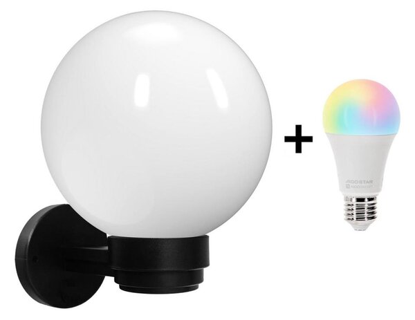 Brilagi-LED RGBW Aplica de exterior HARBOR 1xE27/9W/230V IP33 negru/alb