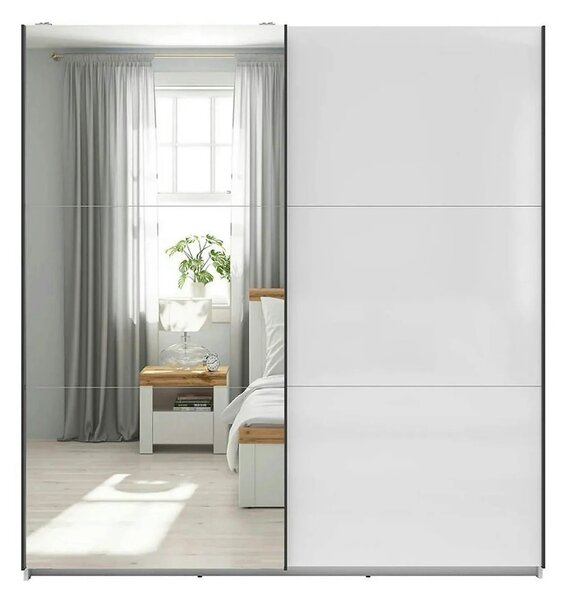 Dulap TETRIX, alb lucios, PAL, cu 2 usi si oglinda, 183x60x196 cm