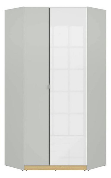 Dulap NANDU, gri deschis/ alb lucios, PAL, cu 2 usi, 93x93x201 cm