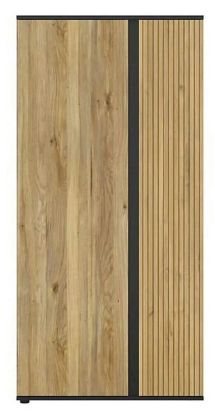Dulap LUEN, stejar/negru, PAL laminat, cu 2 usi, 95x55x196 cm