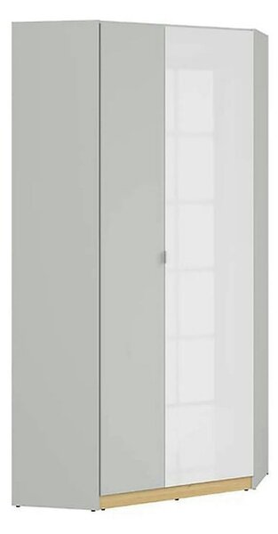 Dulap NANDU, gri deschis/ alb lucios, PAL, cu 2 usi, 93x93x201 cm