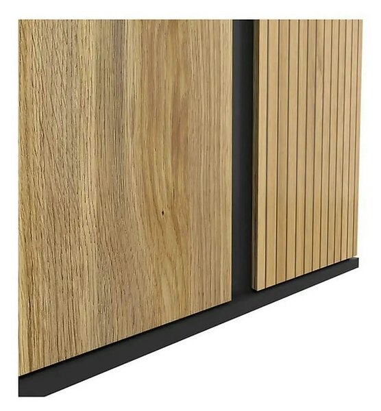Dulap LUEN, stejar/negru, PAL laminat, cu 2 usi, 95x55x196 cm