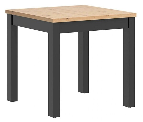 Masa MAREN, stejar artisan/negru, PAL laminat/lemn, 80x80x77 cm