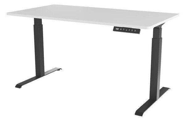 Birou cu înălțime reglabilă Charlotte 195Reglabil pe înălțime, Electric, 72x121x67cm, Negru, Alb