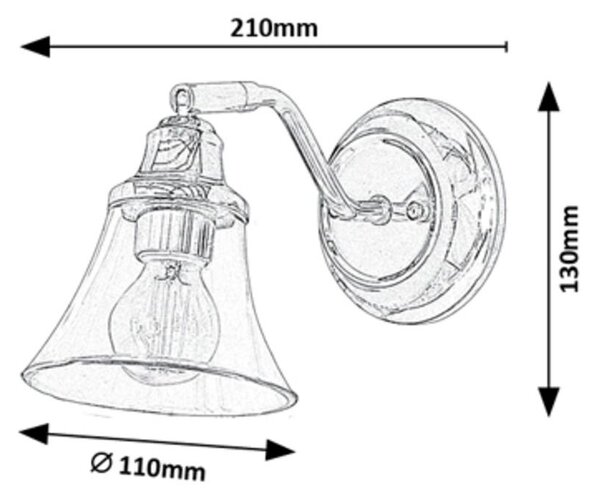 Rabalux Antoine lampă de perete 1x40 W crom-transparent 3207