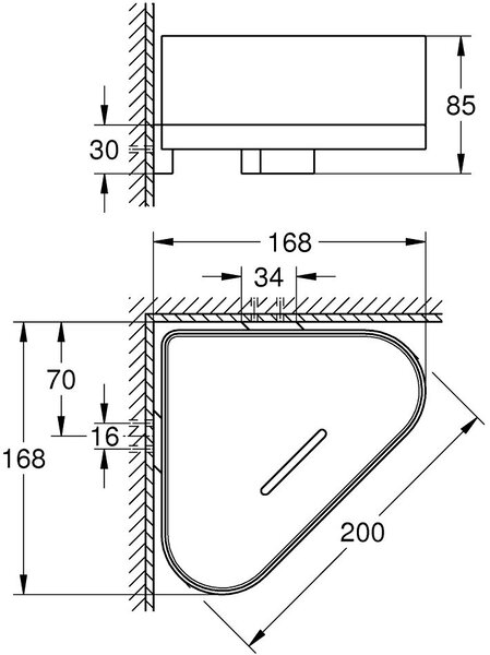 Grohe Selection raft de colț 20 cm alb-auriu 41038GN0