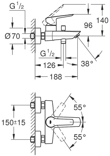 Grohe Start baterie cadă-duș perete negru 322782432