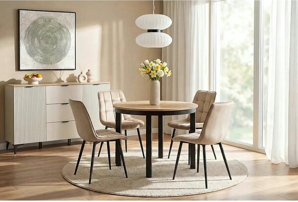 Masa extensibila BERNARDIN, stejar artisan/negru, 100/176x100x76 cm