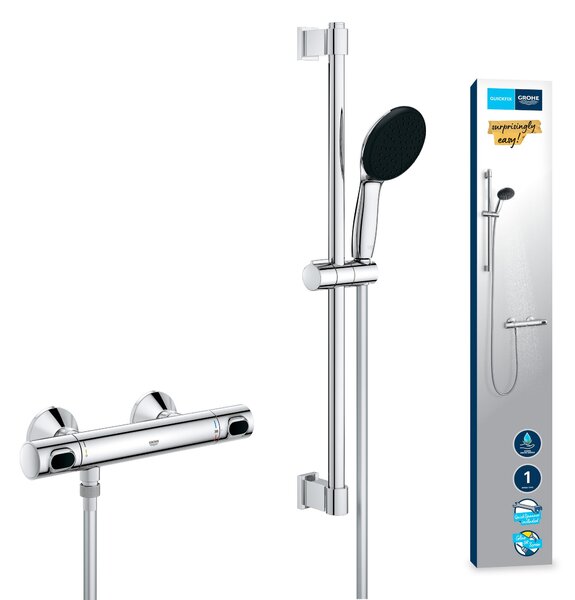 Grohe Precision Flow baterie de duș perete cu termostat StarLight Chrome 34800001