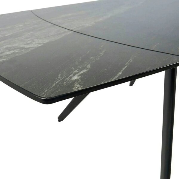 Masa extensibila VIGO, negru cu efect de marmura, ceramica/metal, 120/
