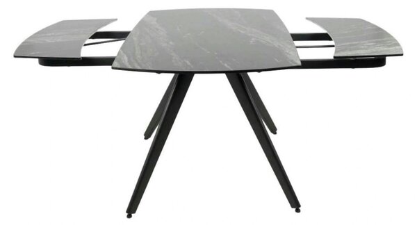 Masa extensibila VIGO, negru cu efect de marmura, ceramica/metal, 120/