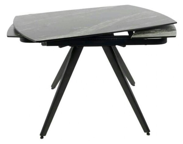 Masa extensibila VIGO, negru cu efect de marmura, ceramica/metal, 120/