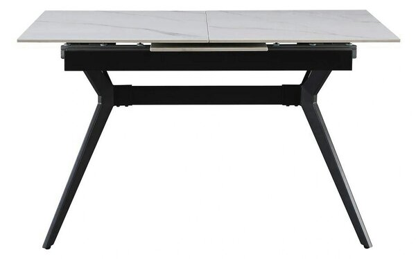 Masa extensibila MILS, alb cu efect de marmura/negru, ceramica/metal