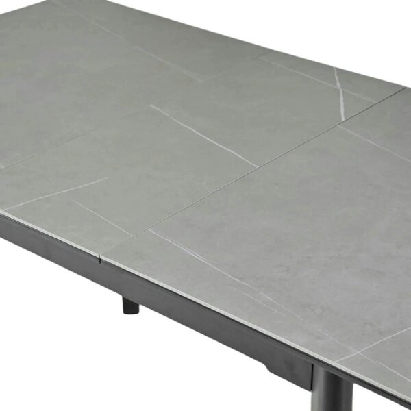 Masa extensibila OSTEN, gri cu efect de marmura/negru, 140/180x80x76 c