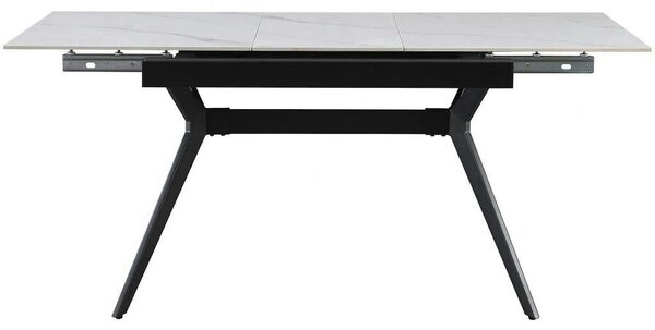 Masa extensibila MILS, alb cu efect de marmura/negru, ceramica/metal