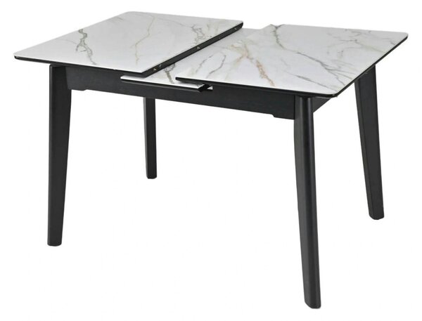 Masa extensibila OSTEN, alb cu efect de marmura/negru, 140/180x80x76 c
