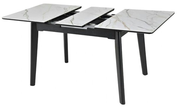 Masa extensibila OSTEN, alb cu efect de marmura/negru, 140/180x80x76 c
