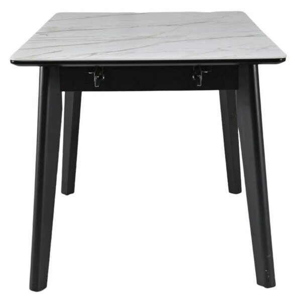 Masa extensibila OSTEN, alb cu efect de marmura/negru, 140/180x80x76 c