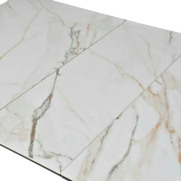 Masa extensibila OSTEN, alb cu efect de marmura/negru, 140/180x80x76 c