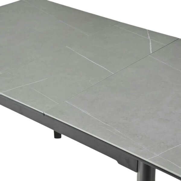 Masa extensibila OSTEN, gri cu efect de marmura/negru, 110/140x80x76 c