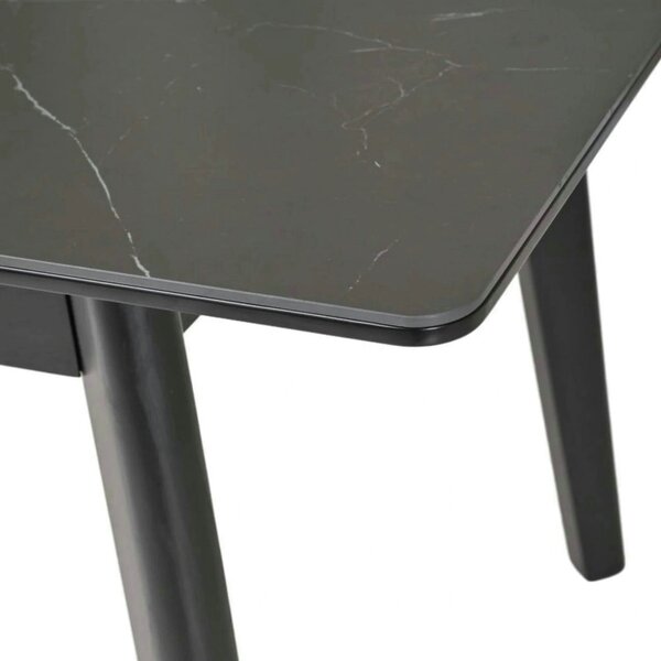 Masa extensibila OSTEN, negru cu efect de marmura, 110/140x80x76 cm