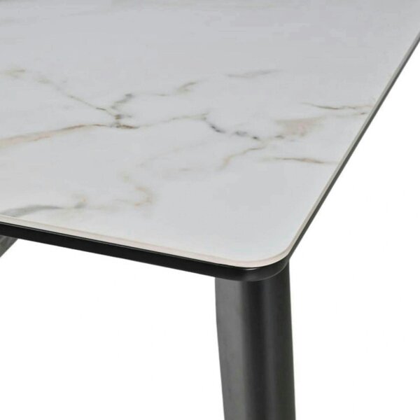 Masa extensibila OSTEN, alb cu efect de marmura/negru, 140/180x80x76 c