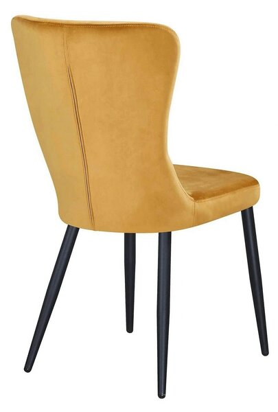 Scaun MIA, galben/negru, stofa catifelata/metal, 51x62x95 cm
