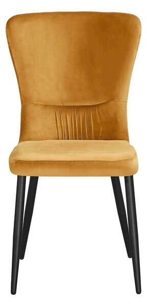 Scaun MIA, galben/negru, stofa catifelata/metal, 51x62x95 cm