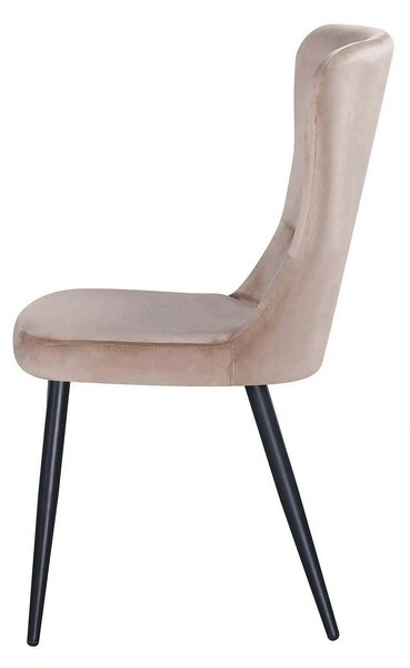 Scaun MIA, bej/negru, stofa catifelata/metal, 51x62x95 cm