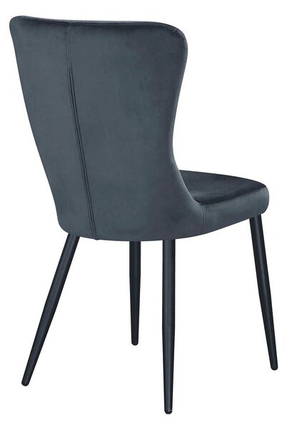Scaun MIA, gri inchis/negru, stofa catifelata/metal, 51x62x95 cm