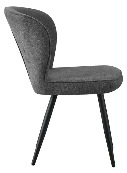 Scaun RIO 2, gri inchis/negru, stofa buclata/metal, 64x51x84 cm
