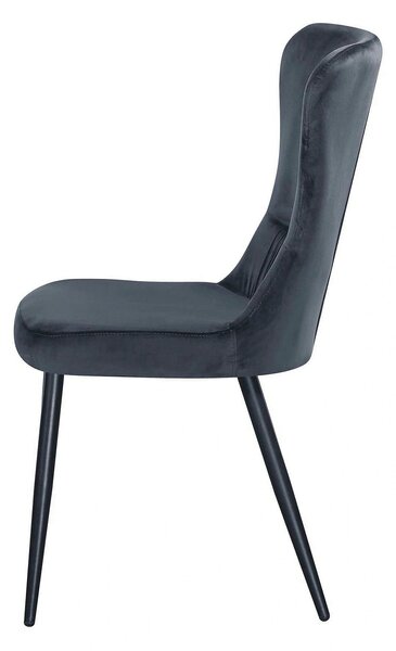 Scaun MIA, gri inchis/negru, stofa catifelata/metal, 51x62x95 cm