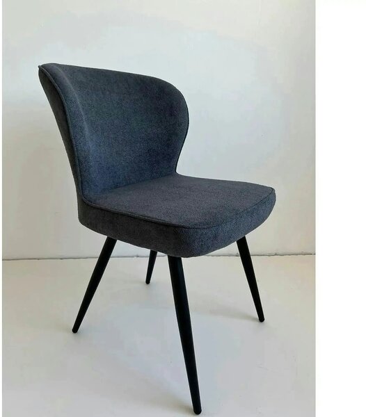 Scaun RIO 2, gri inchis/negru, stofa buclata/metal, 64x51x84 cm