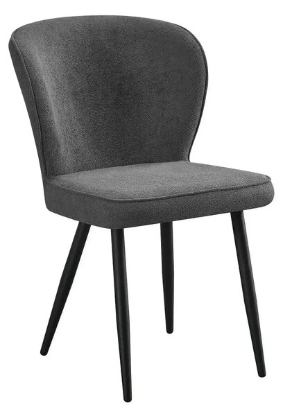 Scaun RIO 2, gri inchis/negru, stofa buclata/metal, 64x51x84 cm