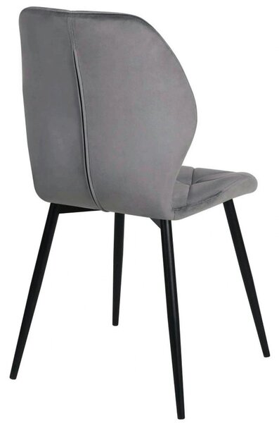 Scaun KEN, gri deschis/negru, stofa catifelata/metal, 47x55x87 cm