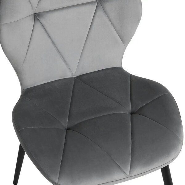 Scaun KEN, gri deschis/negru, stofa catifelata/metal, 47x55x87 cm