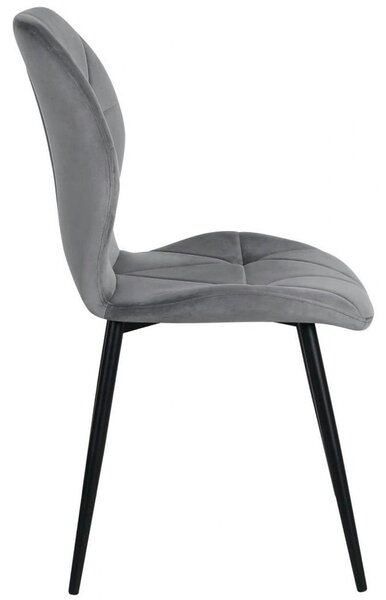 Scaun KEN, gri deschis/negru, stofa catifelata/metal, 47x55x87 cm