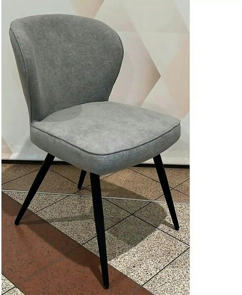 Scaun RIO 2, gri deschis/negru, stofa buclata/metal, 64x51x84 cm