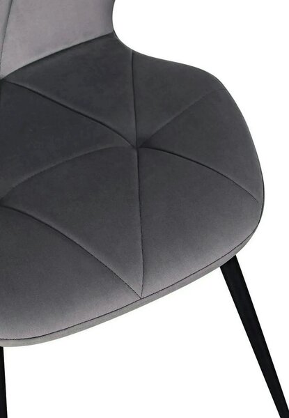 Scaun KEN, gri inchis/negru, stofa catifelata/metal, 47x55x87 cm