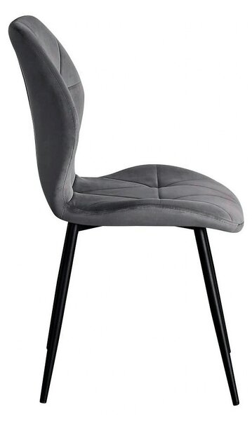Scaun KEN, gri inchis/negru, stofa catifelata/metal, 47x55x87 cm
